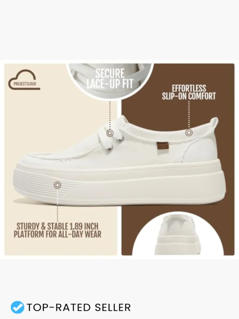Canvas Platform Loafers Slip On Casual Boat Shoes Women Retro Chic Lightweight